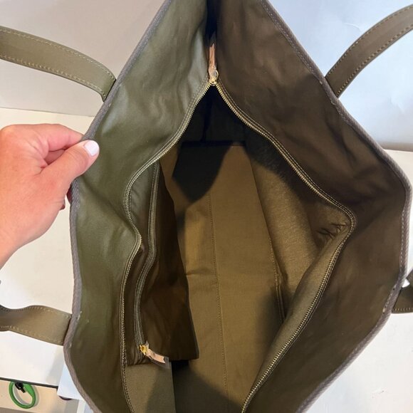 India Hicks Army Olive Green Large Canvas Tote Bag Double Strap Handles NWOT - Picture 9 of 10